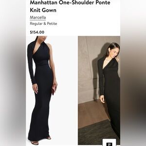 Marcella Manhattan Elegant Black One Shoulder Dress S